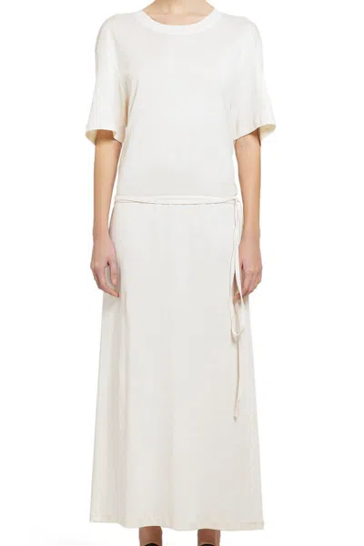 Lemaire Belted Cotton-jersey Midi Dress In Beige