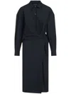 Lemaire Black Straight Collar Twisted Midi Dress In Black