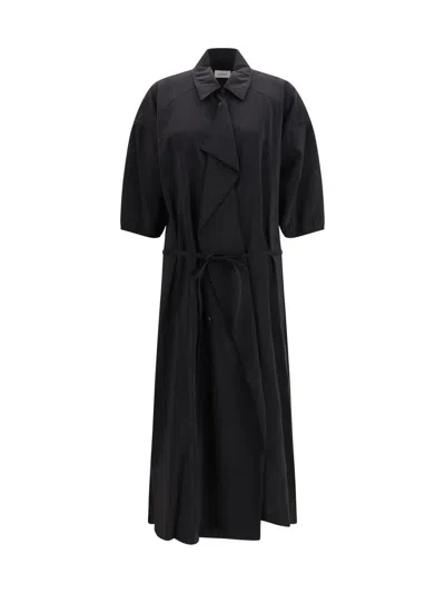 Lemaire Asymmetrical Silk Shirt Dress In Black