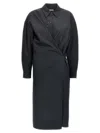 Lemaire Straight Collar Twisted Dress In Black