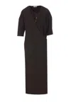 Lemaire Cotton Long Dress Side Slits In Brown