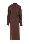 Lemaire Chocolate Silk Blend Shirt Dress In Brown