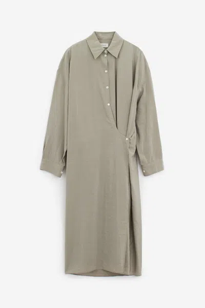 Lemaire Gray Twisted Midi Dress In Grey