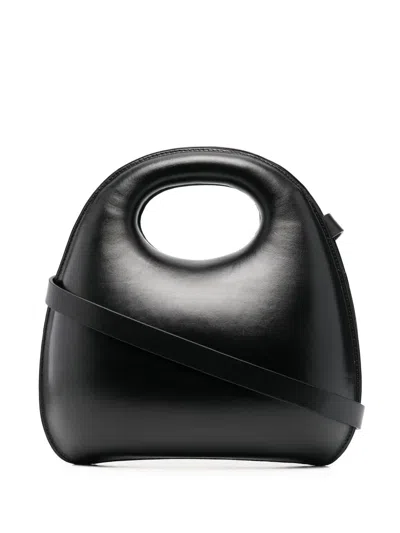 Lemaire Egg Leather Tote Bag In Black