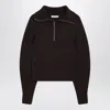 Lemaire Eggplant Zip-up Sweater In Black