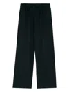 Lemaire Elasticated-waist Cotton Straight-leg Trousers In Black