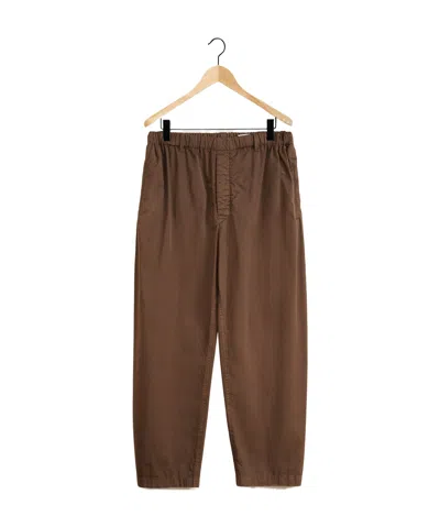 Lemaire Elasticated Waistband Cropped Leg Pants In Brown