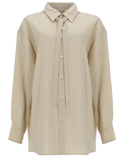 Lemaire Elegant Long Sleeve Silk Blend Shirt In Neutral