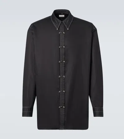 Lemaire Embellished Cotton Satin Shirt In Black