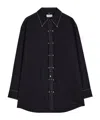 Lemaire Black Cotton Satin Embellished Metal Shirt In Black