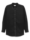 Lemaire Black Cotton Satin Embellished Metal Shirt In Black
