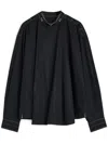 Lemaire Metal Embellished Asymmetric Button Detail Top In Black