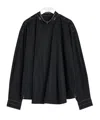 Lemaire Metal Embellished Asymmetric Button Detail Top In Black