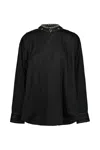 Lemaire Metal Embellished Asymmetric Button Detail Top In Black
