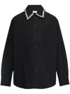 Lemaire Black Embroidered Collar Shirt In Black