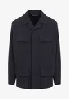 Lemaire Relaxed Fit Black Cotton Jacket With Classic Collar In Gray