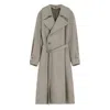 Lemaire Double-breasted Belted Trench Coat In Gray