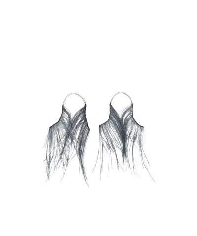 Lemaire Feather-embellished Earrings In Black