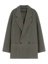 Lemaire Felt Double-breasted Coat In Gray