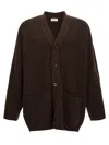 Lemaire Brown Felted Cardi Cardigan In Brown