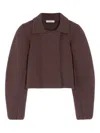 Lemaire Felted Double-breasted Blouson In Brown