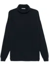 Lemaire Felted High Neck Sweater In Blue