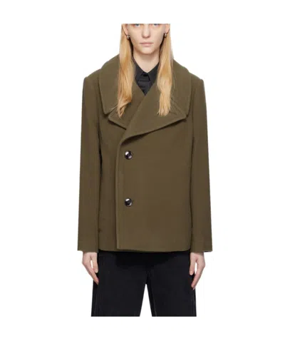 Lemaire Felted Wool Blazer In Green