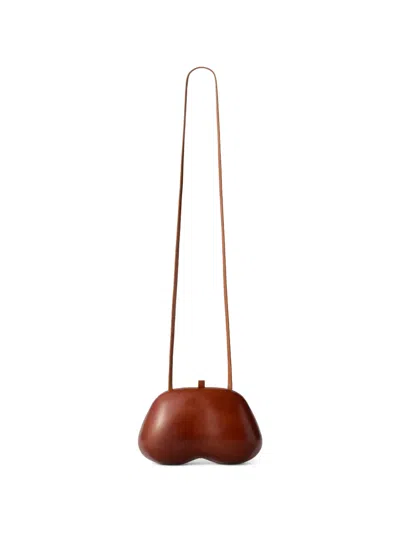 Lemaire Fesses Clutch In Patinated Calfskin In Brown