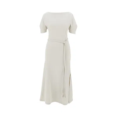 Lemaire Ff-the-shoulder Jersey Midi Dress In White