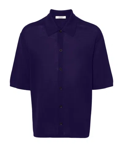Lemaire Fine-knit Cotton Shirt In Purple