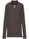 Lemaire Stretch Ribbed Turtleneck Sweater With Sheer Texture In Brown