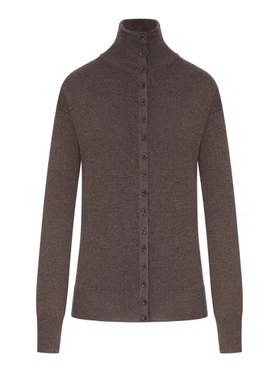 Lemaire Fine Wool Button-front Cardigan In Brown