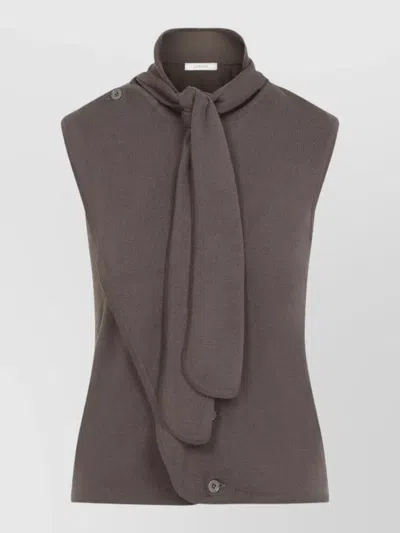 Lemaire Fine-knit Asymmetric Sleeveless Scarf-detail Knitted Top In Multi