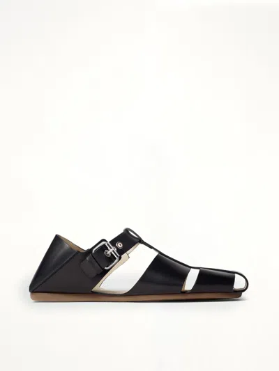 Lemaire Fisherman Leather Sandals In Black