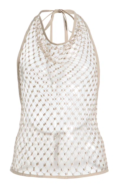 Lemaire Fishnet Halter Top In Neutral