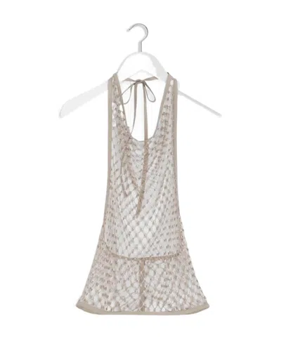 Lemaire Fishnet Halter Top In Neutral