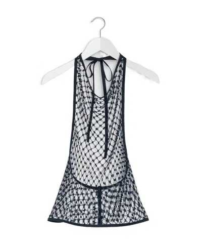 Lemaire Fishnet Halter Top In White