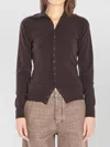 Lemaire Fitted Cardigan Featuring Stand-up Collar In Brown