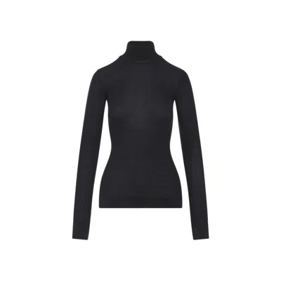 Lemaire Fitted Long-sleeve Black Wool Top