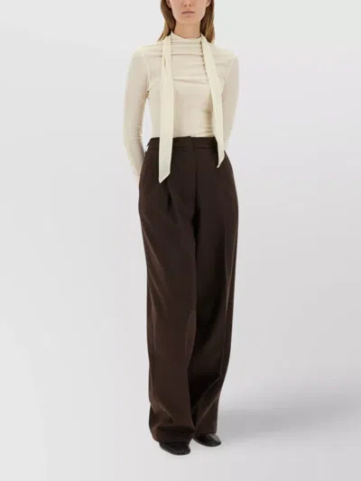 Lemaire Fitted Long Sleeve Sheer Mock Neck Top In Neutral