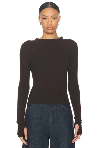 Lemaire Fitted Sweater In Dark Acajou Melange