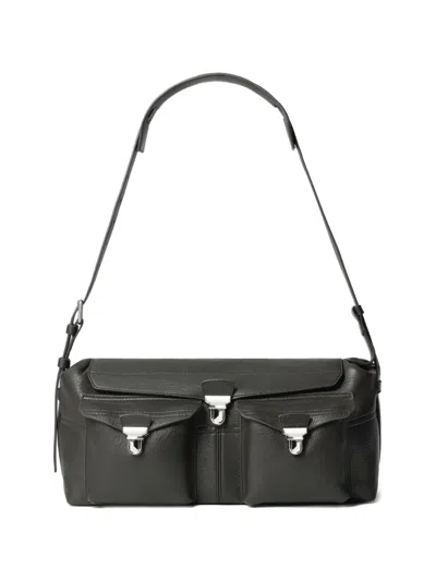Lemaire Flap Metal-clip Leather Shoulder Bag In Gray