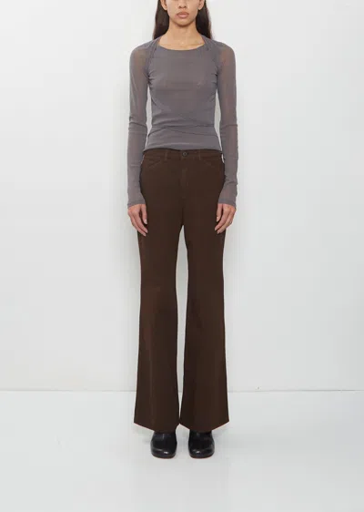 Lemaire Flared 5-pockets Cotton Pant In Brown