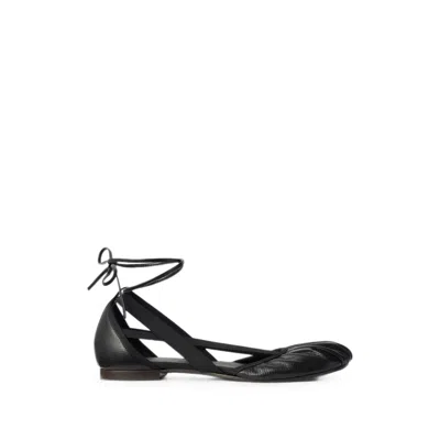 Lemaire Flat Pedille Ballerinas In Goat Leather In Black