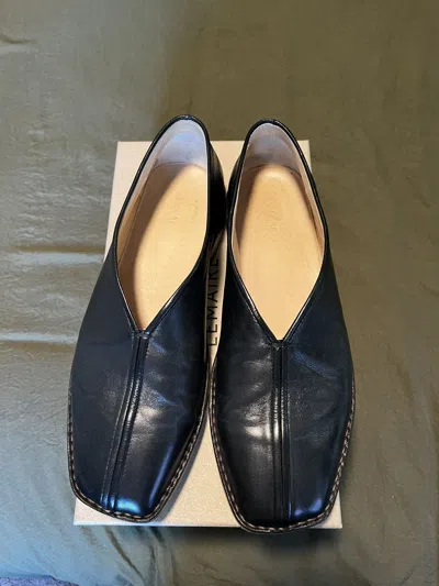 Pre-owned Lemaire Flat Piped Slippers In Black