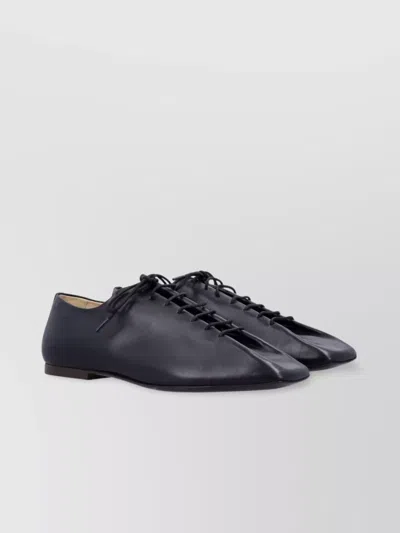 Lemaire Flat Sole Leather Derby Shoes In Black