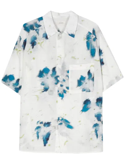 Lemaire Floral-print Shirt In Blue