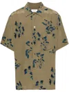 Lemaire Floral-print Spread-collar Shirt In Green
