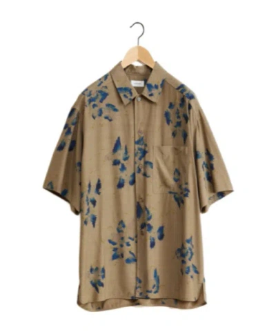 Lemaire Floral Printed Short-sleeved Shirt In Brown