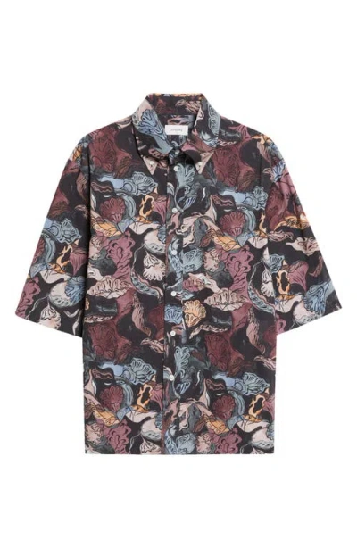 Lemaire Floral Short Sleeve Button-down Shirt In Multi